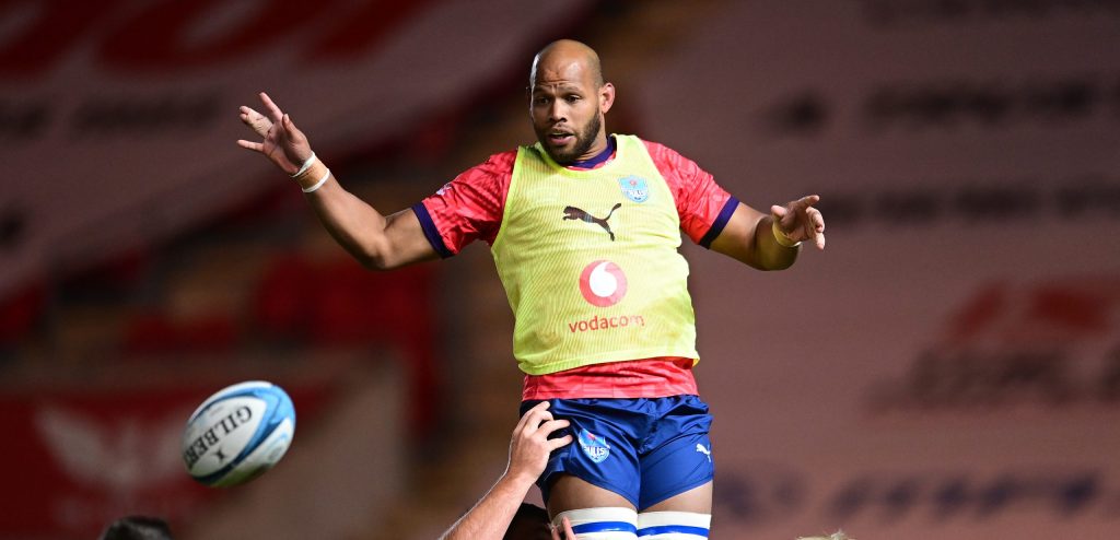 Vodacom Bulls' Nizaam Carr during a warm up routine