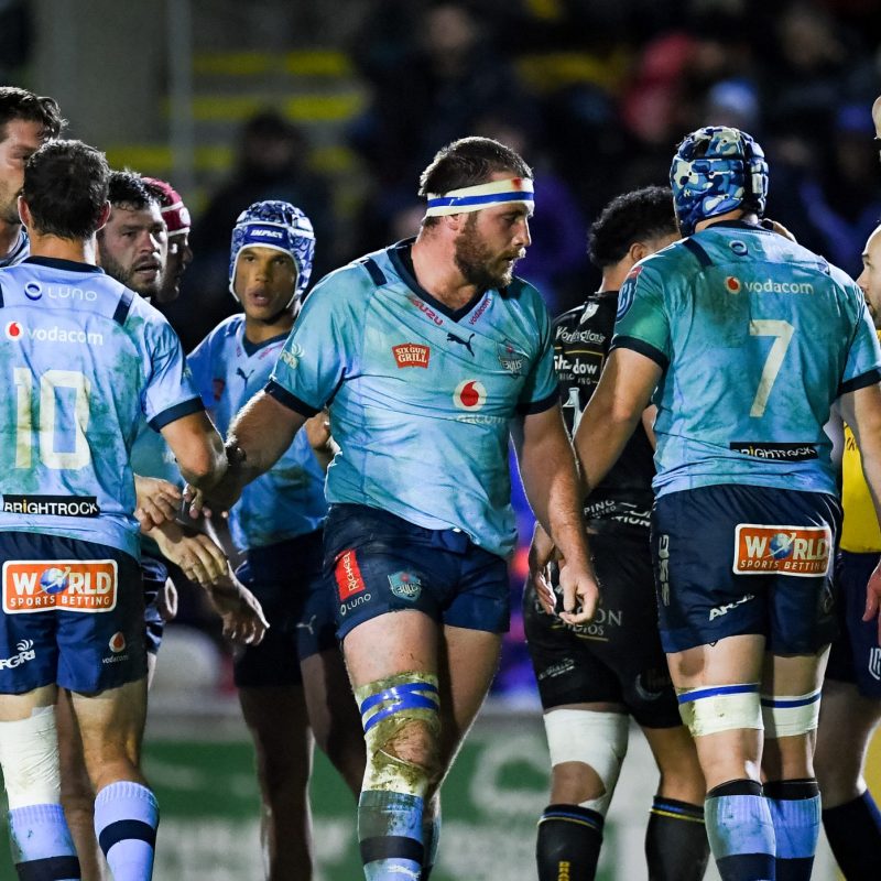 Vodacom Bulls gather against the Dragons during round 12 of the 2022/23 Vodacom United Rugby Championship.