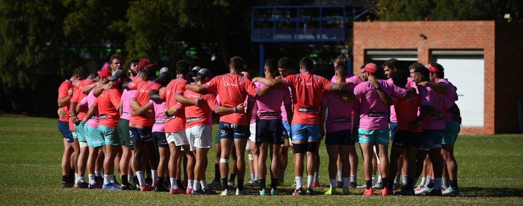 Vodacom Bulls team huddle up after training