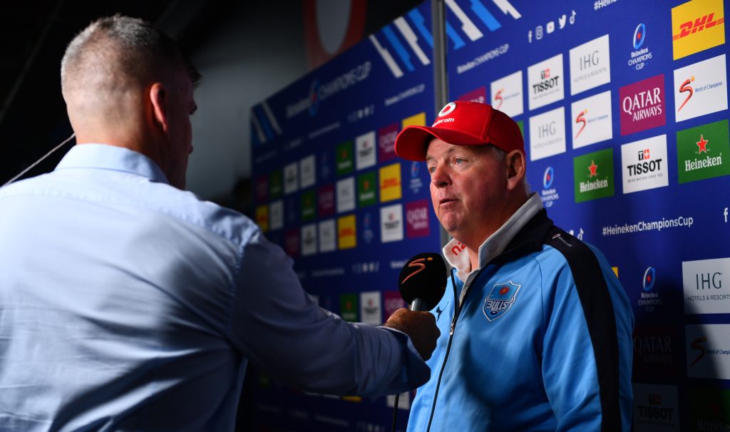 Jake White speaks to the media before his Vodacom Bulls take on Lyon in the 2022/23 Heineken Champions Cup