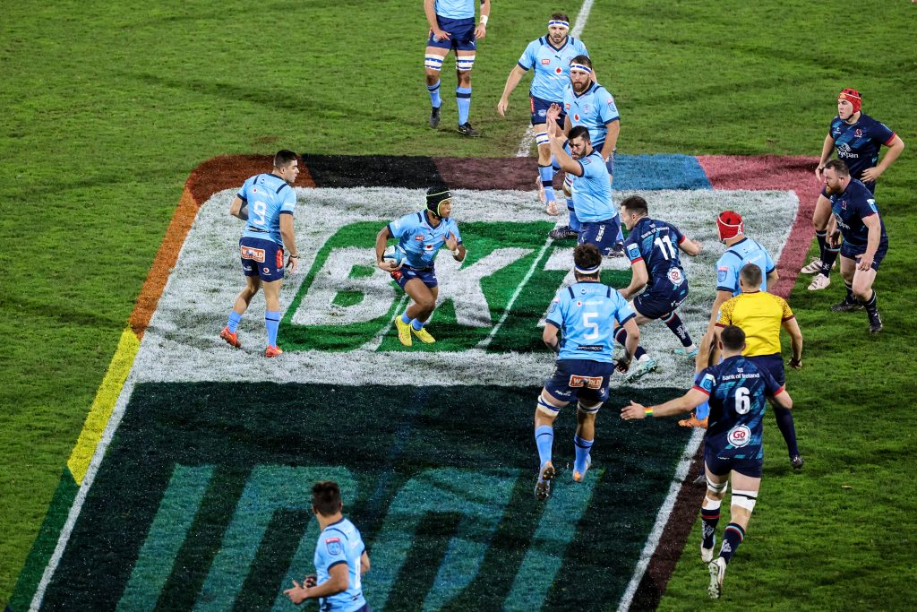 Kurt-Lee Arendse makes a line break during round 16 of the 2022/23 Vodacom United Rugby Championship in Ulster (c) Vodacom Bulls/URC/Inpho