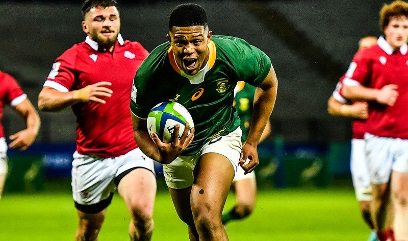 Katlego Letebele of the Junior Springboks scores during the World Rugby U20 Championship (c) SA Rugby