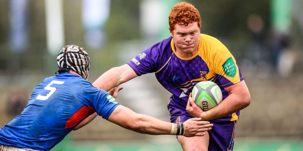 Cecil Parson of Griffons attempts to get past Dewan Gobey of Limpopo Blue Bulls during day 2 of the SA Rugby U18 Craven Week (c) SA Rugby