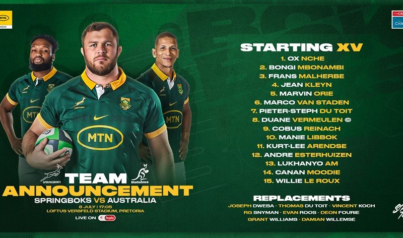 Springbok team announcement graphic (c) SA Rugby