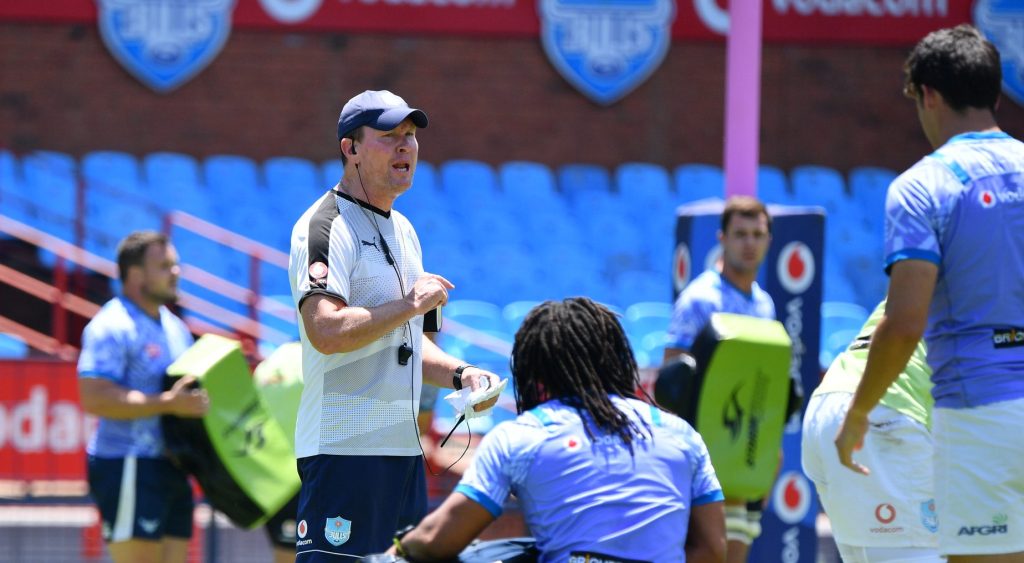 Vodacom Bulls forwards coach, Russell Winter gives instructions during training at Loftus Versfeld (c) Vodacom Bulls