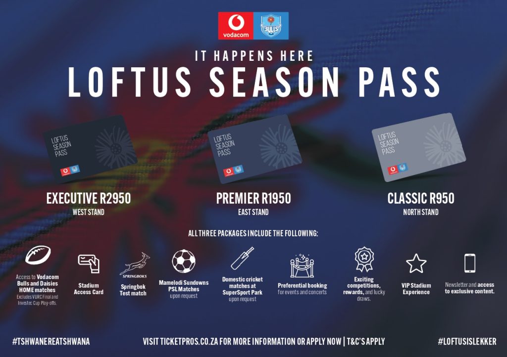 The 2023/24 Vodacom Bulls Loftus Season Pass tier breakdown