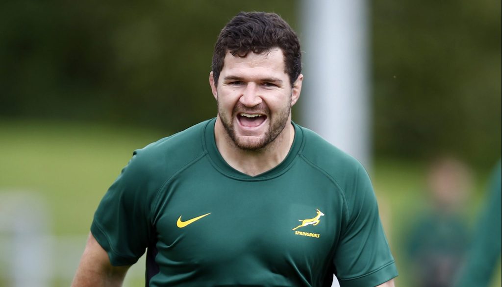 Marco van Staden smiles during Springbok training (c) EPCR via Getty Images