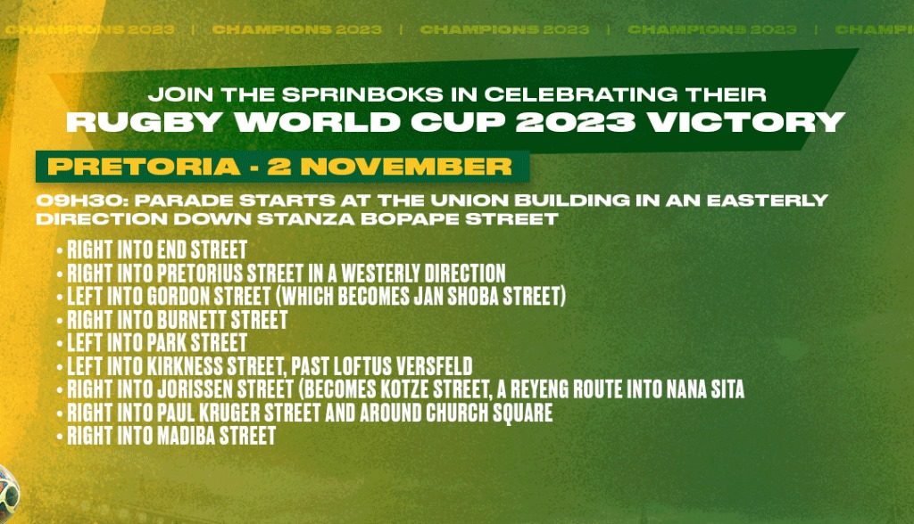 Springboks’ Trophy Tour routes confirmed