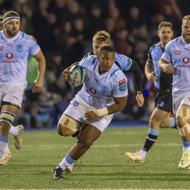 Simphiwe Matanzima carries for the Vodacom Bulls against Cardiff at Arms Park in Wales © URC/INPHO/Andrew Dowling