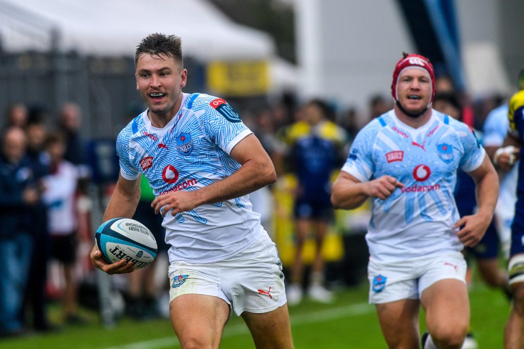 David Kriel goes on to score a try against Zebre in Parma © URC/INPHO/Luca Sighinolfi